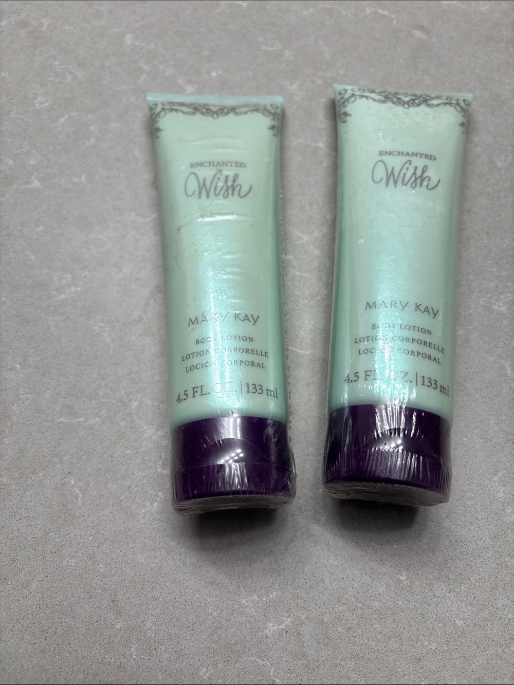 Mary Kay Enchanted Wish Body Lotion - Mint Green & Purple Caps